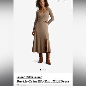 Ralph Lauren NWT Long Sleeve Tan Dress with Belt